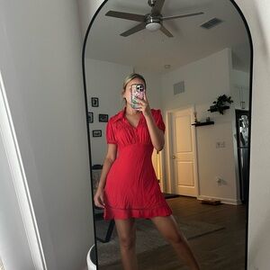 Free People Red Puff Sleeve Sundress